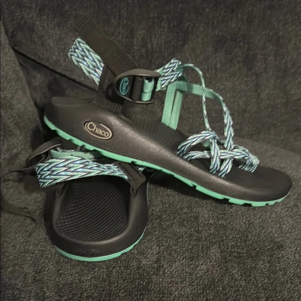 Chaco Women's Sandals with Black and Mint Braided Straps